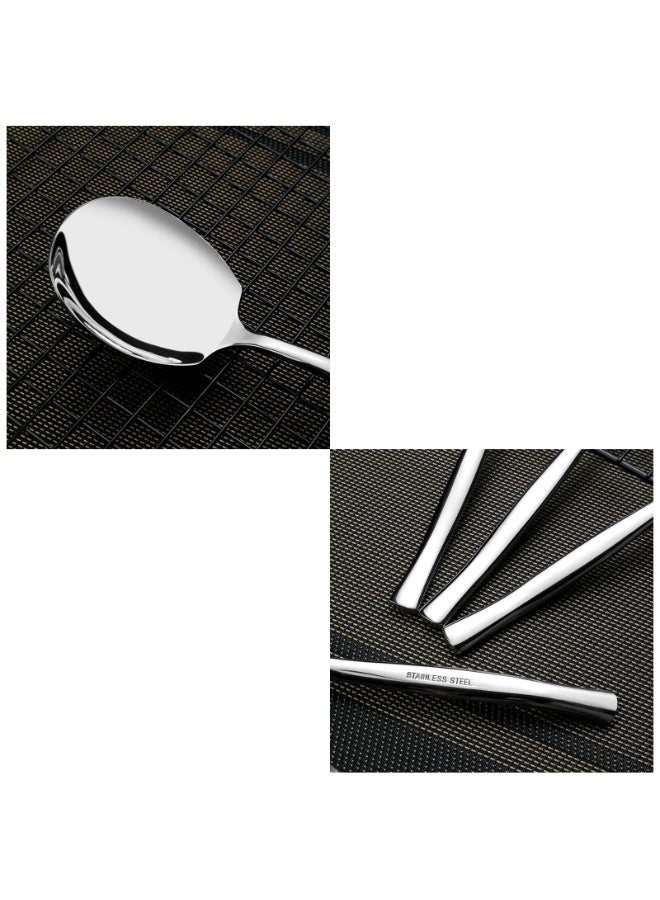 5 قطع الفولاذ المقاوم للصدأ بوفيه خدمة ملعقة، كبيرة خدمة ملعقات الطاولة، الفضة خدمة ملعقات مجموعة - Image 4